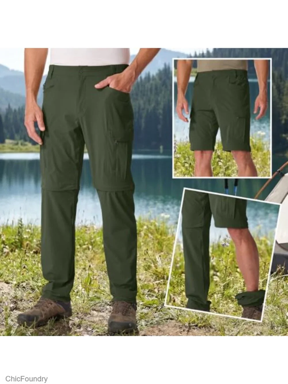 Men's Convertible Hiking Cargo Pants Zip-Off Outdoor Tactical